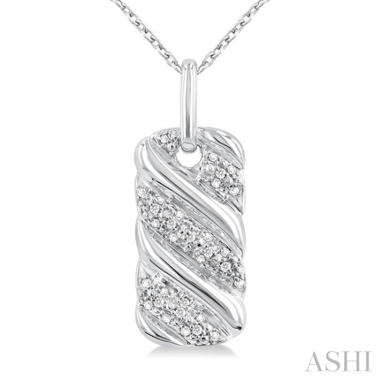 1/10 ctw Bold Ribbed Swirl Round Cut Diamond Bold Fashion Pendant With Chain in Sterling Silver