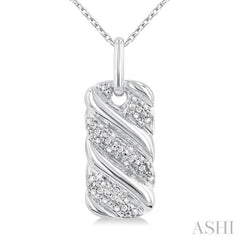 1/10 ctw Bold Ribbed Swirl Round Cut Diamond Bold Fashion Pendant With Chain in Sterling Silver
