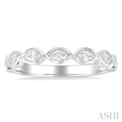 3/4 ctw East-West Set Marquise Cut Bezel Diamond Stackable Fashion Band in 14K White Gold