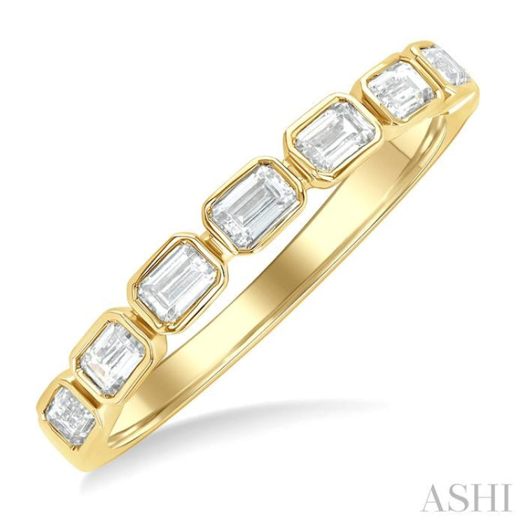 3/4 ctw East-West Emerald Cut Bezel Diamond Fashion Band in 14K Yellow Gold