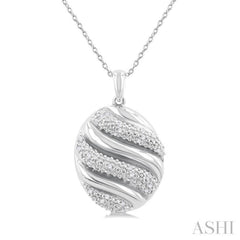 1/10 ctw Bold Twisted Rib Round Cut Diamond Bold Fashion Pendant With Chain in Sterling Silver