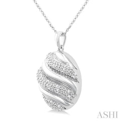 1/10 ctw Bold Twisted Rib Round Cut Diamond Bold Fashion Pendant With Chain in Sterling Silver