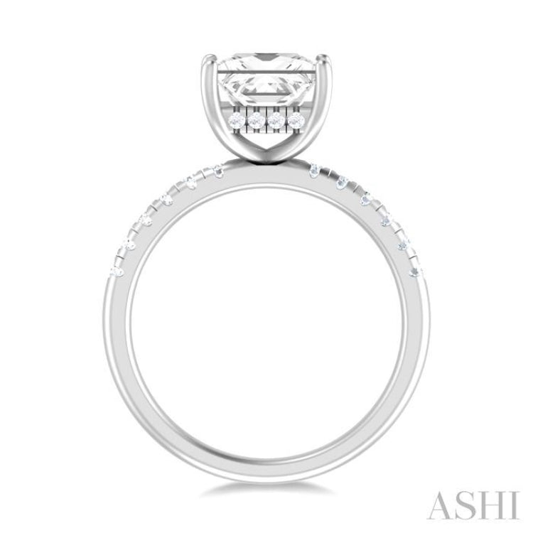 1/3 ctw Princess Shape Round Cut Diamond Semi Mount Engagement Ring in 14K White Gold