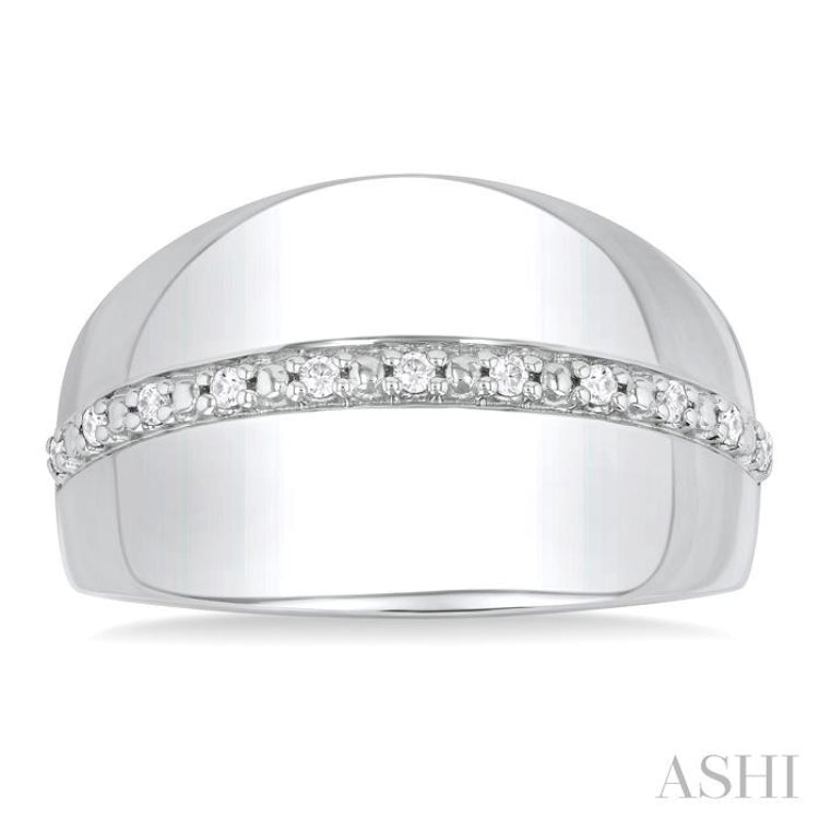 1/10 ctw Bold Wide Center Round Cut Diamond Fashion Ring in Sterling Silver