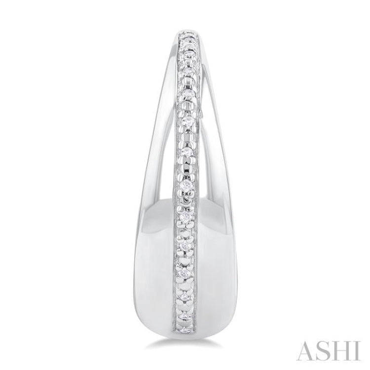 1/10 ctw Bold Wide Round Cut Diamond Hoop Earring in Sterling Silver