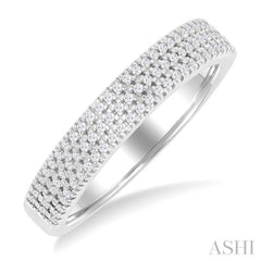 1/4 ctw Triple Row Pave Set Round Cut Diamond Fashion Band in 14K White Gold