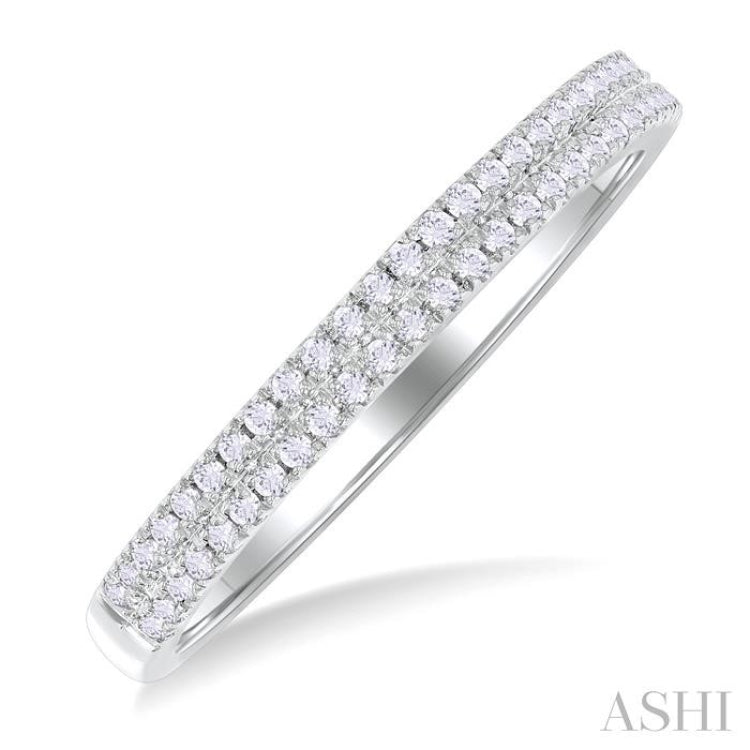 1/5 ctw Double Row Round Cut Diamond Fashion Ring in 14K White Gold