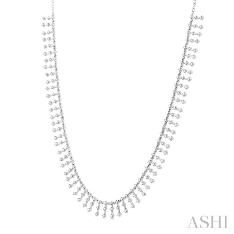 1 1/10 ctw Spikes Shape Round Cut Diamond Fashion Necklace in 14K White Gold