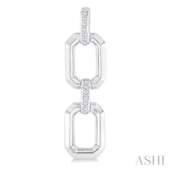 1/10 ctw Bold Open Window Octagonal Shape D-Link Round Cut Diamond Fashion Earring in Sterling Silver