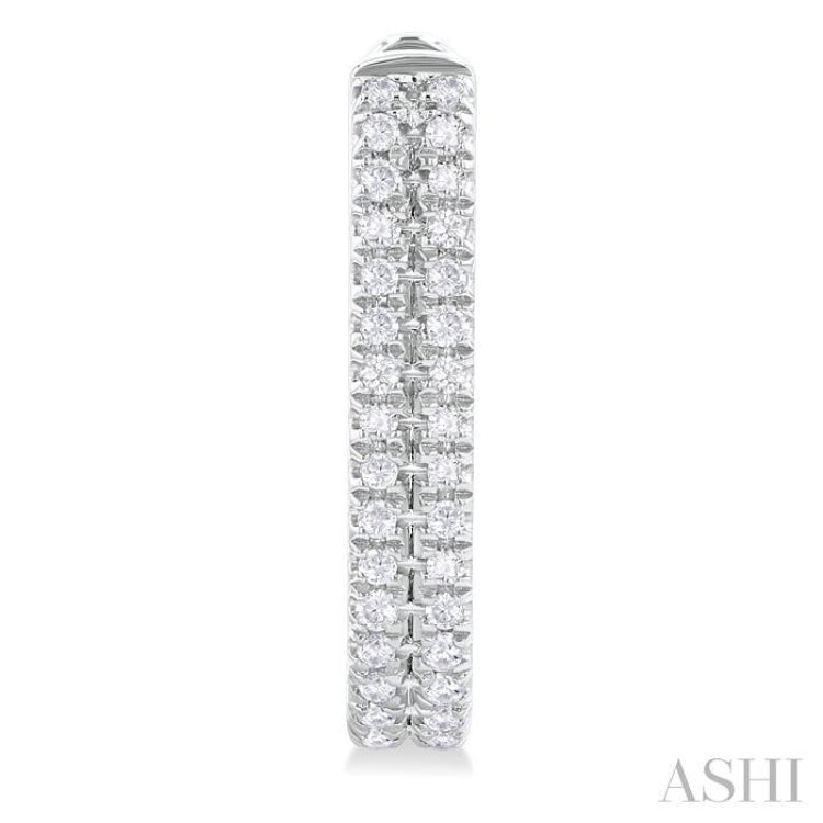 1/5 ctw Twin Row Round Cut Diamond Fashion Hoop Earring in 10K White Gold