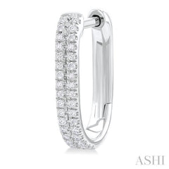 1/5 ctw Twin Row Round Cut Diamond Fashion Hoop Earring in 10K White Gold