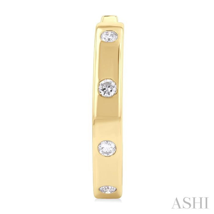 1/3 ctw Flush Bezel Set Diamond Fashion Hoop Earring in 14K Yellow Gold