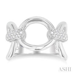 1/10 ctw Oval Shape Bar Accent Round Cut Diamond Bold Fashion Ring in Sterling Silver