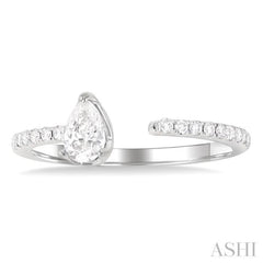 3/8 ctw Pear and Round Cut Diamond Fashion Open Ring in 14K White Gold