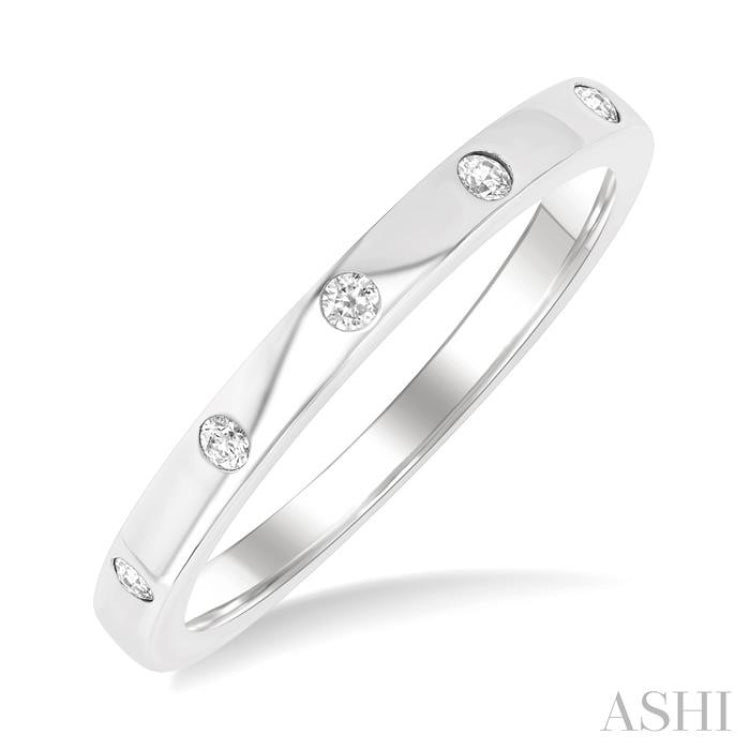 1/4 ctw Flush Bezel Set Diamond Fashion Band in 14K White Gold