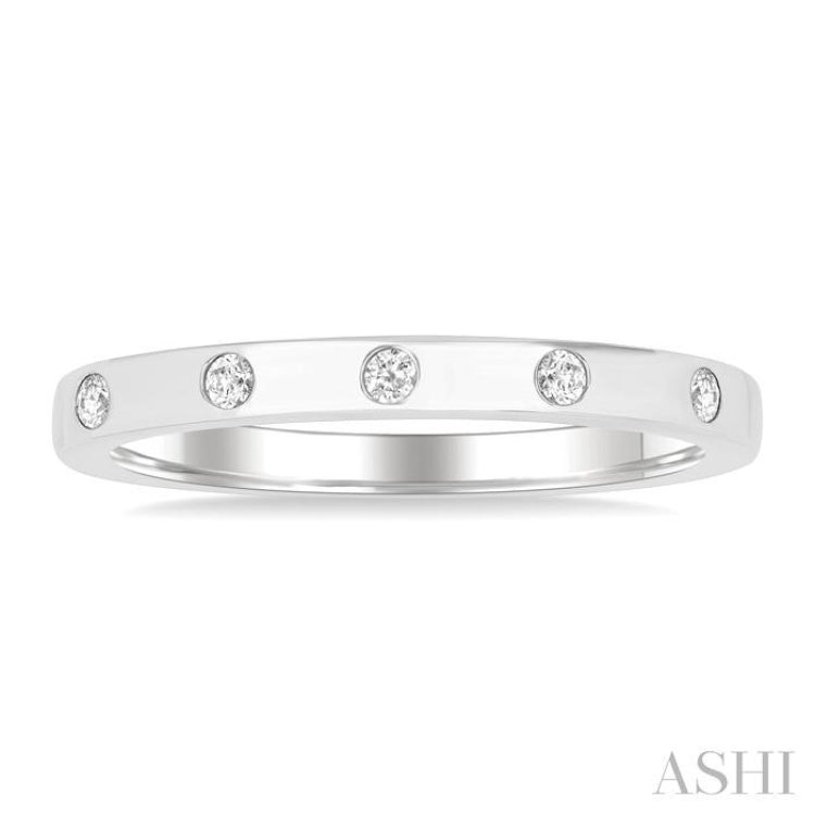 1/4 ctw Flush Bezel Set Diamond Fashion Band in 14K White Gold