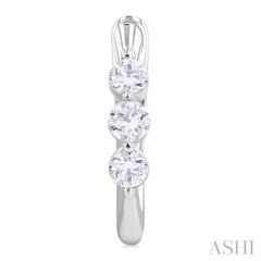 1/2 ctw 3-Stone Round Cut Diamond Fashion Hoop Earring in 14K White Gold