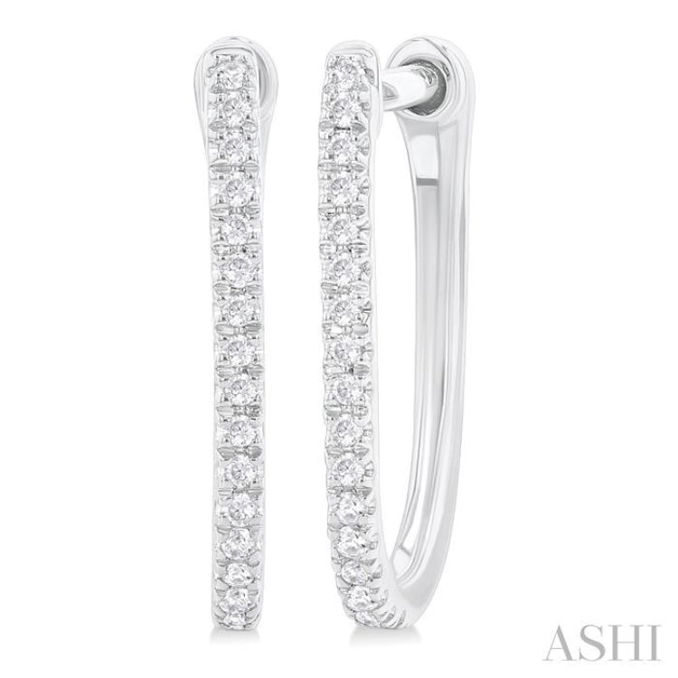 1/10 ctw Round Cut Diamond Fashion Hoop Earring in 10K White Gold