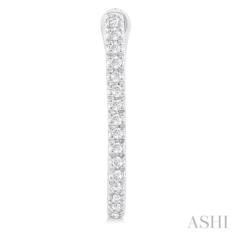 1/10 ctw Round Cut Diamond Fashion Hoop Earring in 10K White Gold