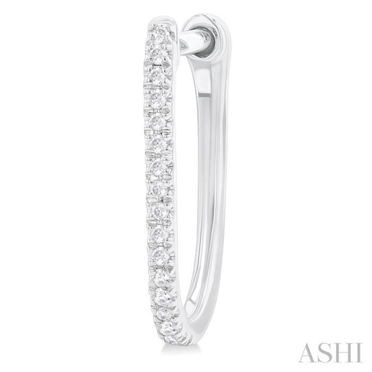 1/10 ctw Round Cut Diamond Fashion Hoop Earring in 10K White Gold