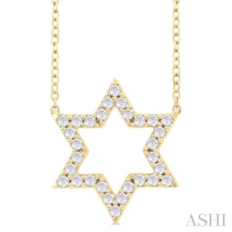 1/4 ctw Star of David Round Cut Diamond Fashion Pendant With Chain in 14K Yellow Gold