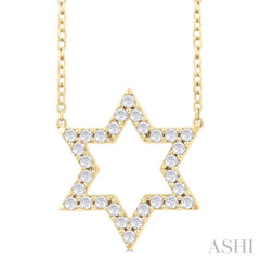 1/4 ctw Star of David Round Cut Diamond Fashion Pendant With Chain in 14K Yellow Gold