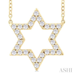 1/4 ctw Star of David Round Cut Diamond Fashion Pendant With Chain in 14K Yellow Gold