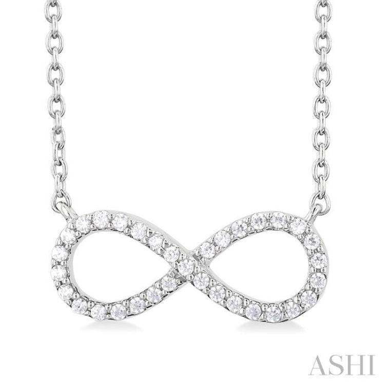 1/10 ctw Round Cut Diamond Infinity Petite Pendant in 10K White Gold