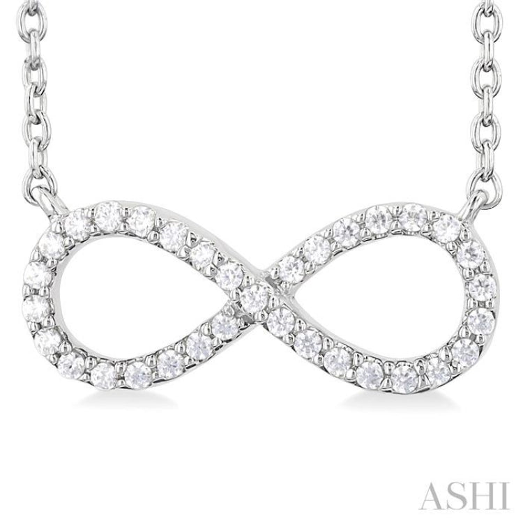 1/10 ctw Round Cut Diamond Infinity Petite Pendant in 10K White Gold