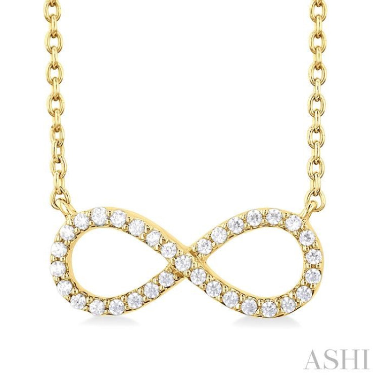 1/10 ctw Round Cut Diamond Infinity Petite Pendant in 10K Yellow Gold