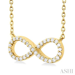 1/10 ctw Round Cut Diamond Infinity Petite Pendant in 10K Yellow Gold