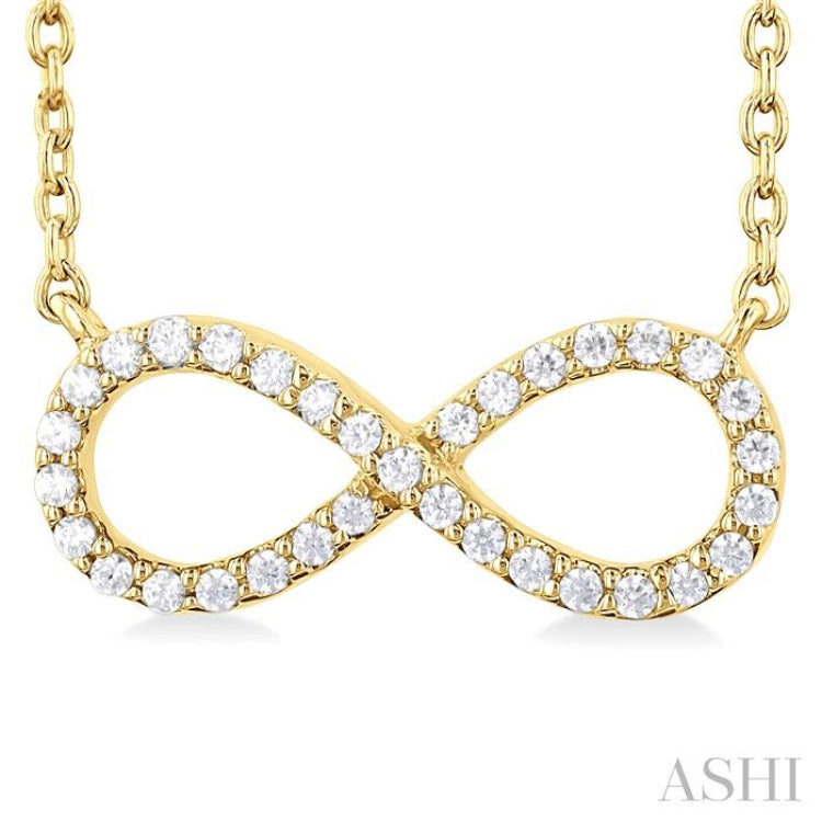 1/10 ctw Round Cut Diamond Infinity Petite Pendant in 10K Yellow Gold