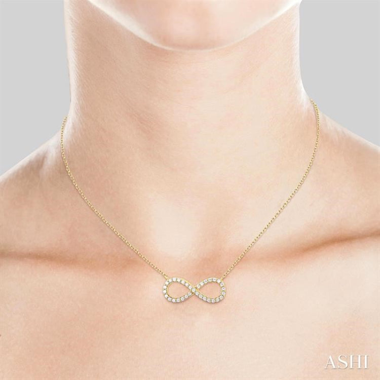1/10 ctw Round Cut Diamond Infinity Petite Pendant in 10K Yellow Gold