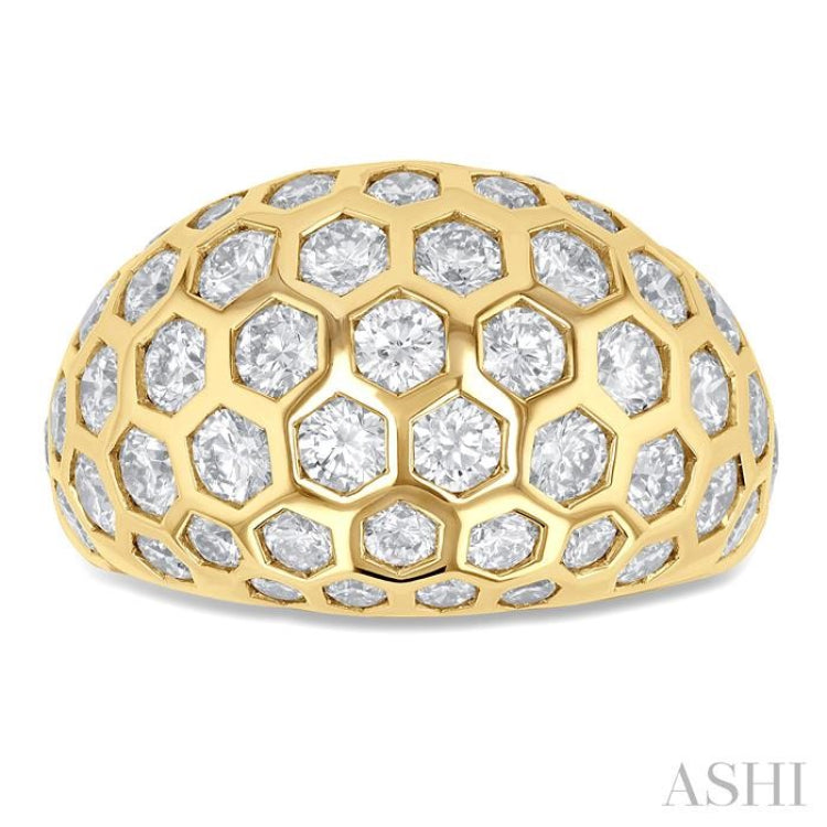 3 1/3 ctw Hexagon Round Cut Diamond Fashion Ring in 14K Yellow Gold