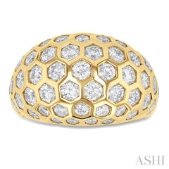 3 1/3 ctw Hexagon Round Cut Diamond Fashion Ring in 14K Yellow Gold