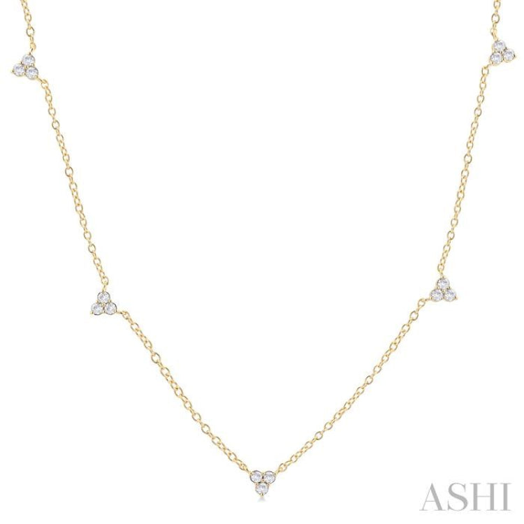 1/2 ctw Trio Round Cut Diamond Station Necklace in 14K Yellow Gold