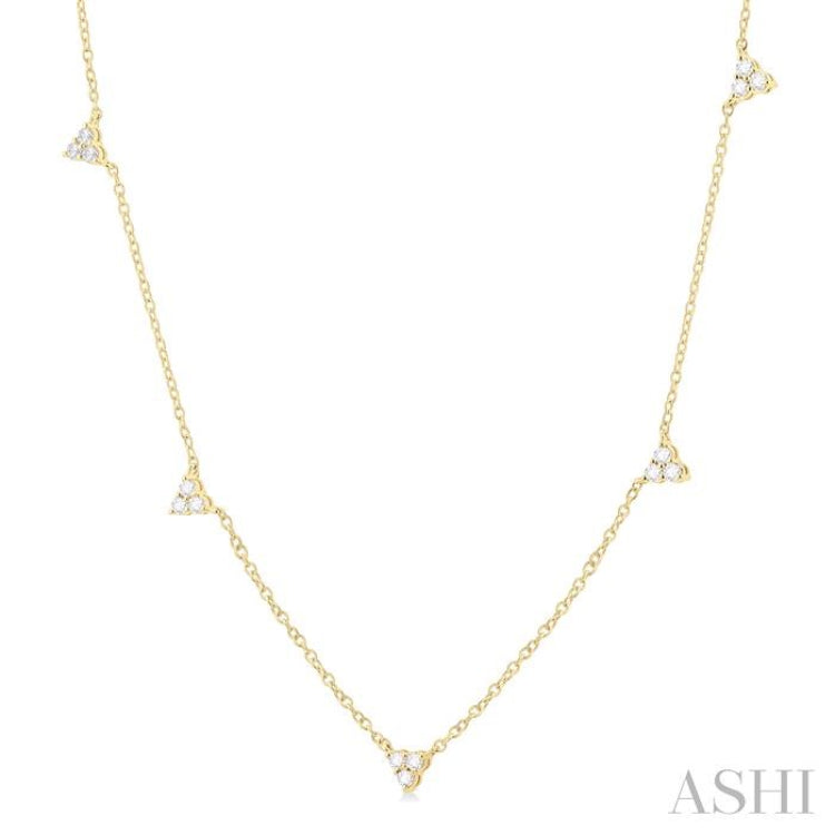 1/2 ctw Trio Round Cut Diamond Station Necklace in 14K Yellow Gold