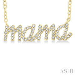 1/5 ctw 'mama' Script Round Cut Diamond Necklace in 10K Yellow Gold