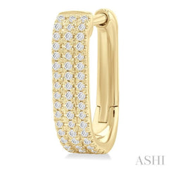 1/3 ctw Triple Row Round Cut Diamond Hoop Earring in 10K Yellow Gold