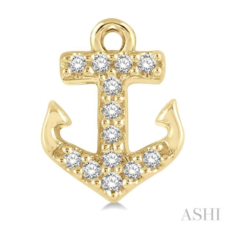 1/10 ctw Anchor Round Cut Diamond Petite Fashion Earring in 10K Yellow Gold