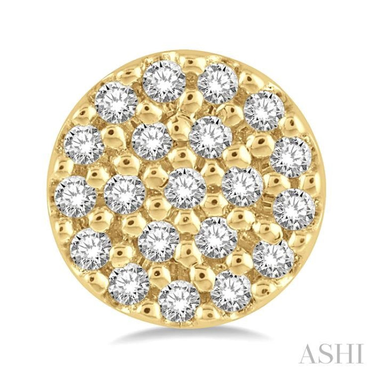 1/8 ctw Disc Shape Round Cut Diamond Petite Fashion Earring in 10K Yellow Gold