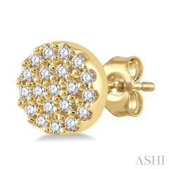 1/8 ctw Disc Shape Round Cut Diamond Petite Fashion Earring in 10K Yellow Gold