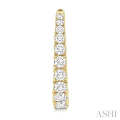 1 1/2 ctw Graduated Round Cut Diamond Fashion Hoop Earrings in 14K Yellow Gold