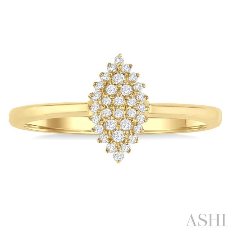 1/6 ctw Petite Marquise Shape Round Cut Diamond Cluster Fashion Ring in 10K Yellow Gold