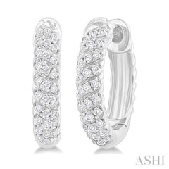 1/5 ctw Petite Swirl Pattern Round Cut Diamond Fashion Huggies in 10K White Gold
