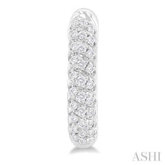 1/5 ctw Petite Swirl Pattern Round Cut Diamond Fashion Huggies in 10K White Gold