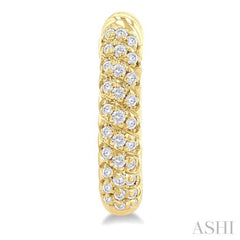 1/5 ctw Petite Swirl Pattern Round Cut Diamond Fashion Huggies in 10K Yellow Gold