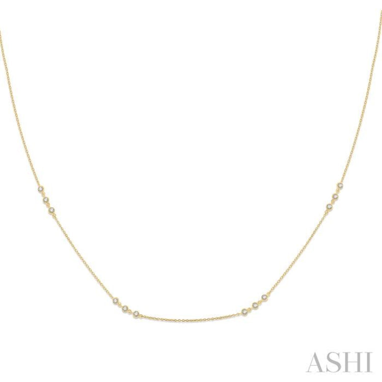1/2 ctw Round Cut Diamond Station Necklace in 14K Yellow Gold