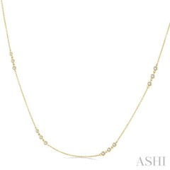 1/2 ctw Round Cut Diamond Station Necklace in 14K Yellow Gold