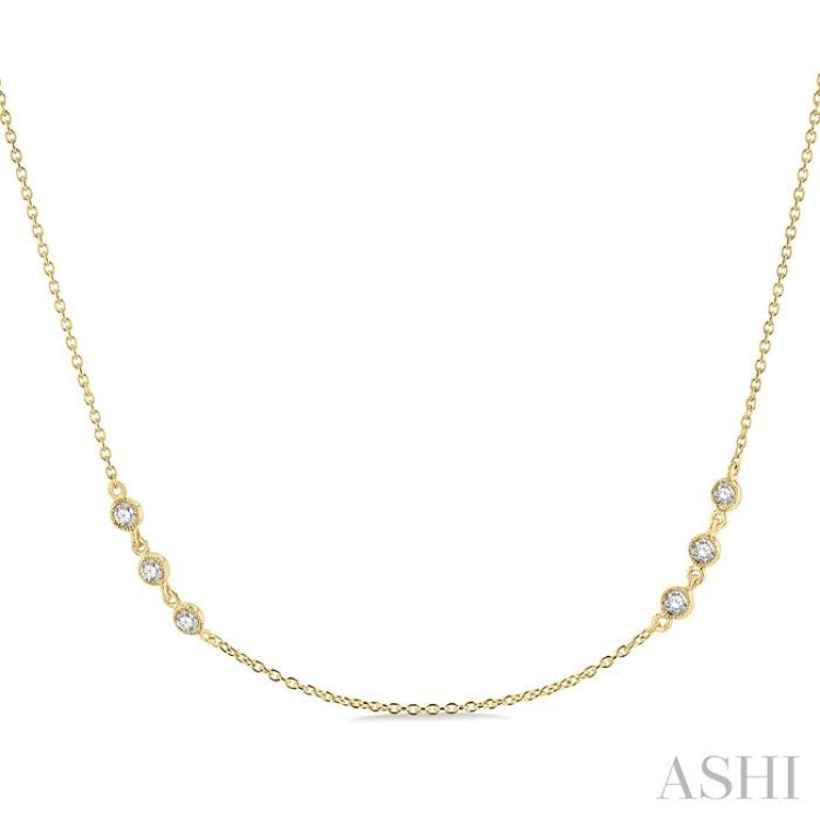1/2 ctw Round Cut Diamond Station Necklace in 14K Yellow Gold